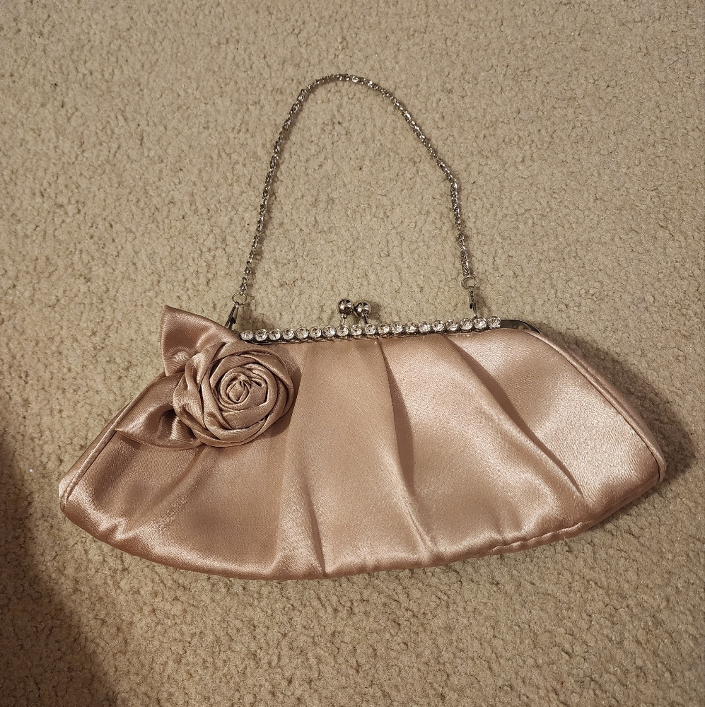 Elegant Satin Clutch with Rose Detail